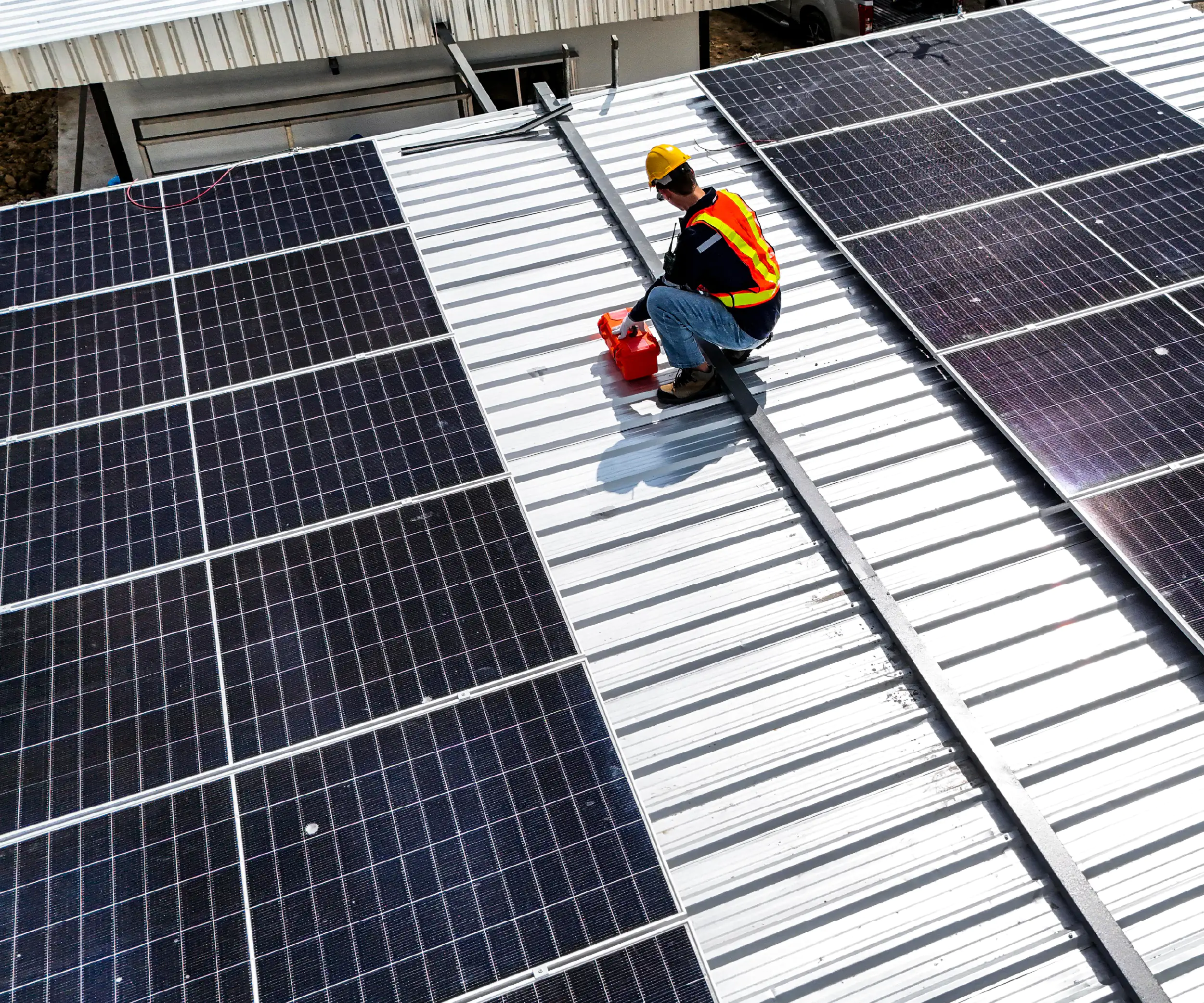 Solar Panels Install on Warehouse Rooftop